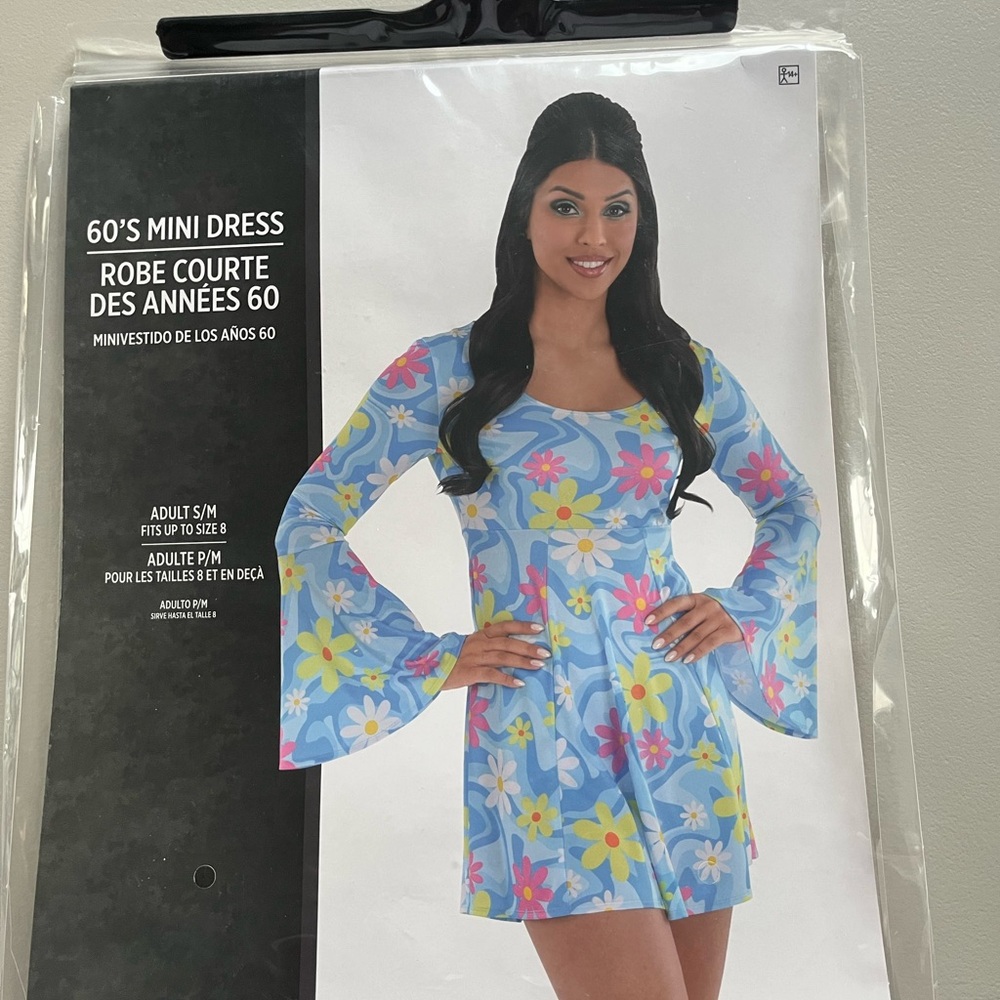 60's Mini Dress or dance party dress costume with Floral Print